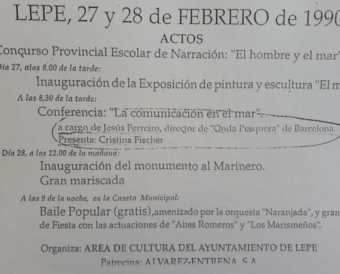 Programme of events around the inauguration of the "Monument to the Sailor" by Jesús Ferreiro
